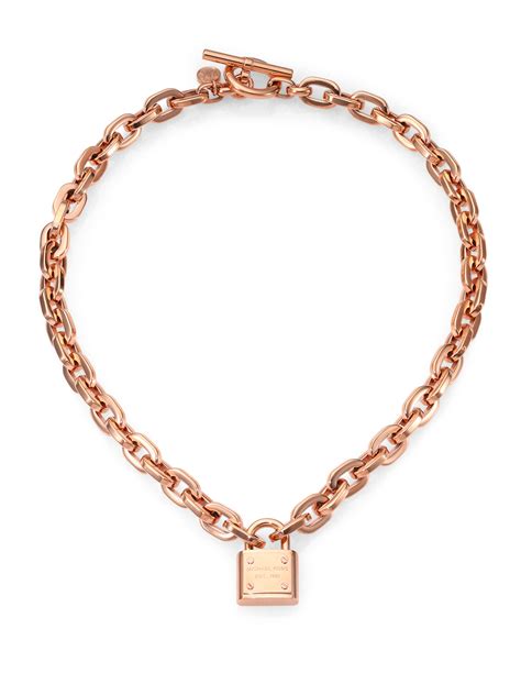 rose gold michael kors padlock necklace|Michael Kors rose gold bangle.